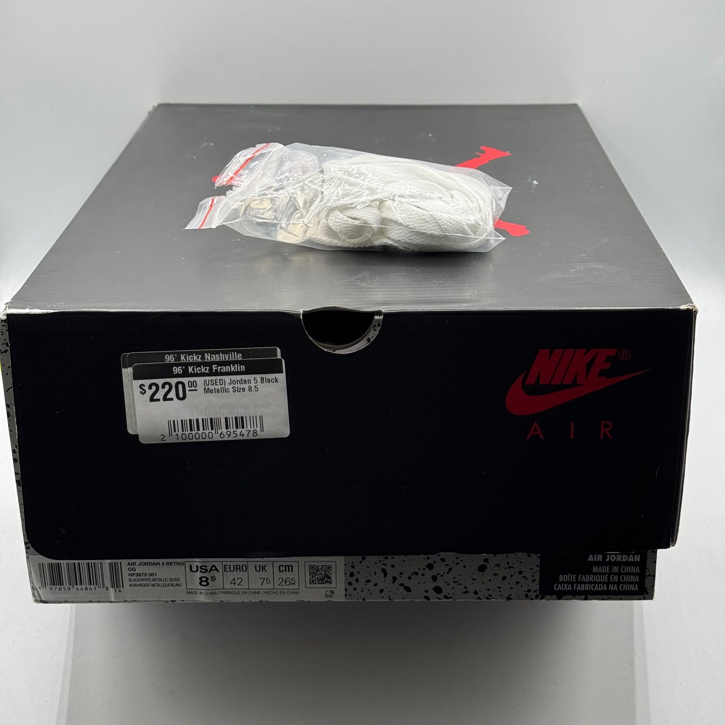 (USED) Jordan 5 Black Metallic Size 8.5