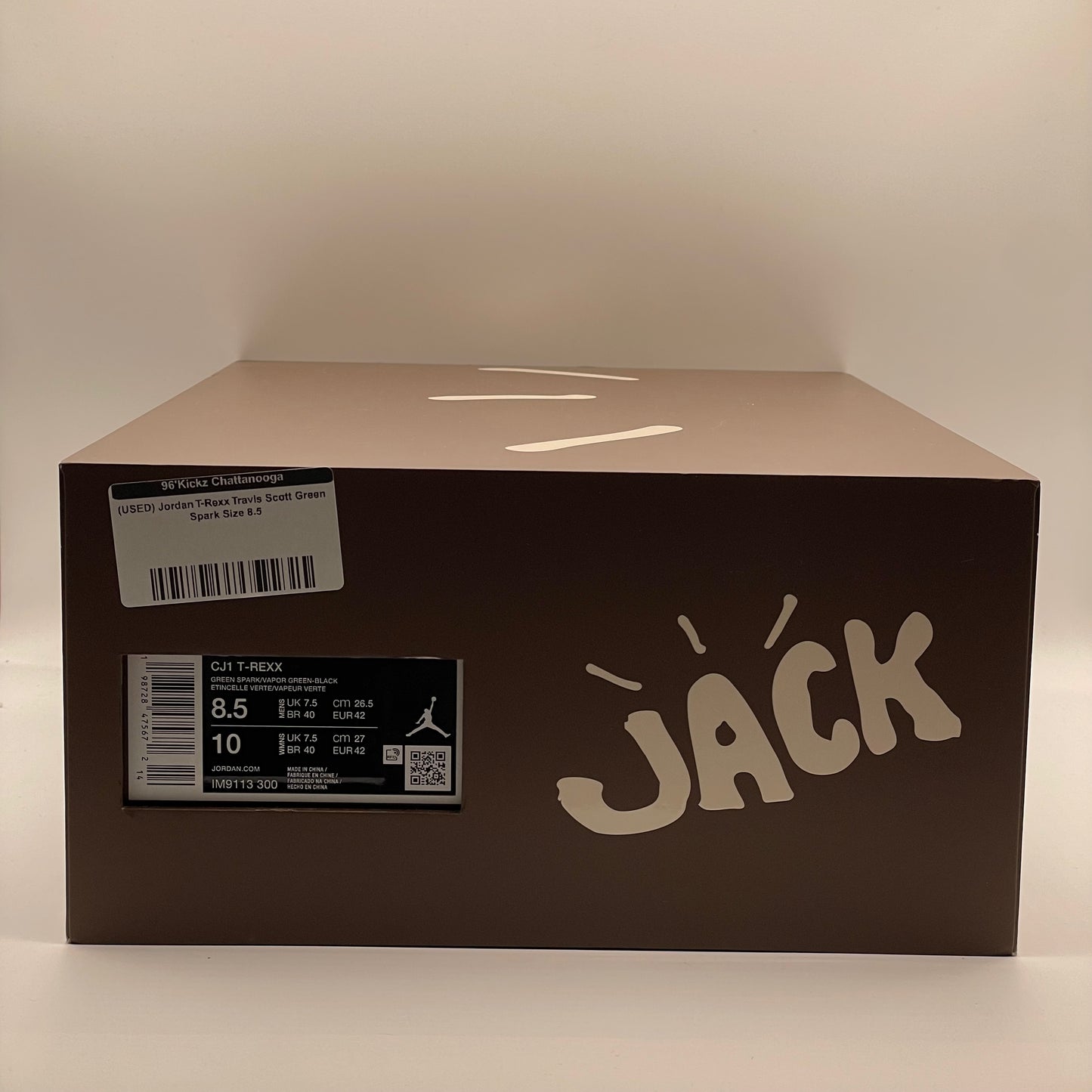 (USED) Jordan T-Rexx Travis Scott Green Spark Size 8.5