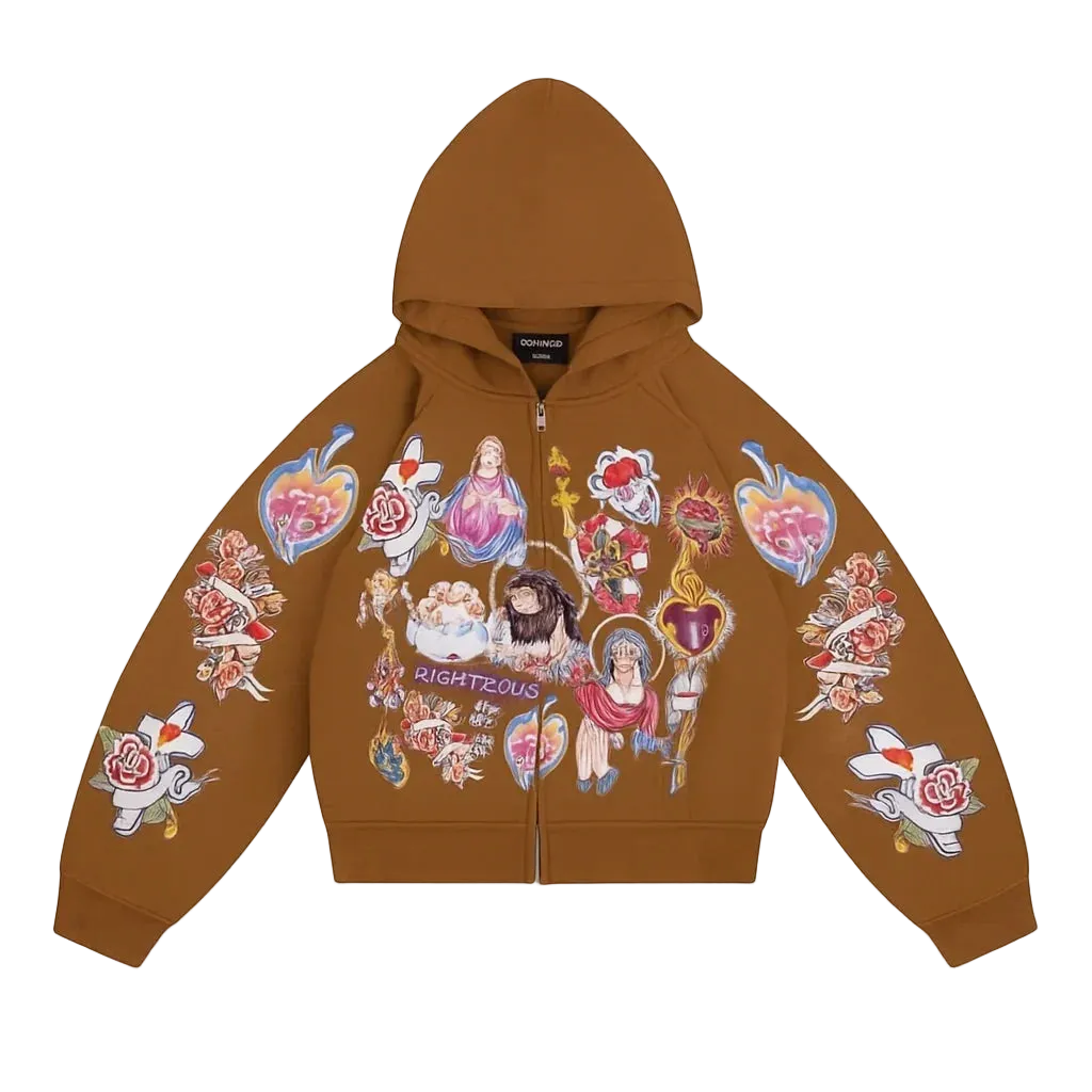 Righteous Risen King Zip Up Hoodie Brown