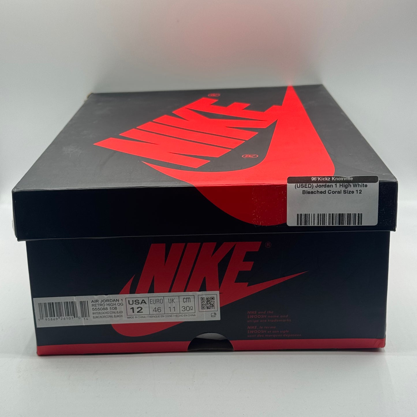 (USED) Jordan 1 High White Bleached Coral Size 12