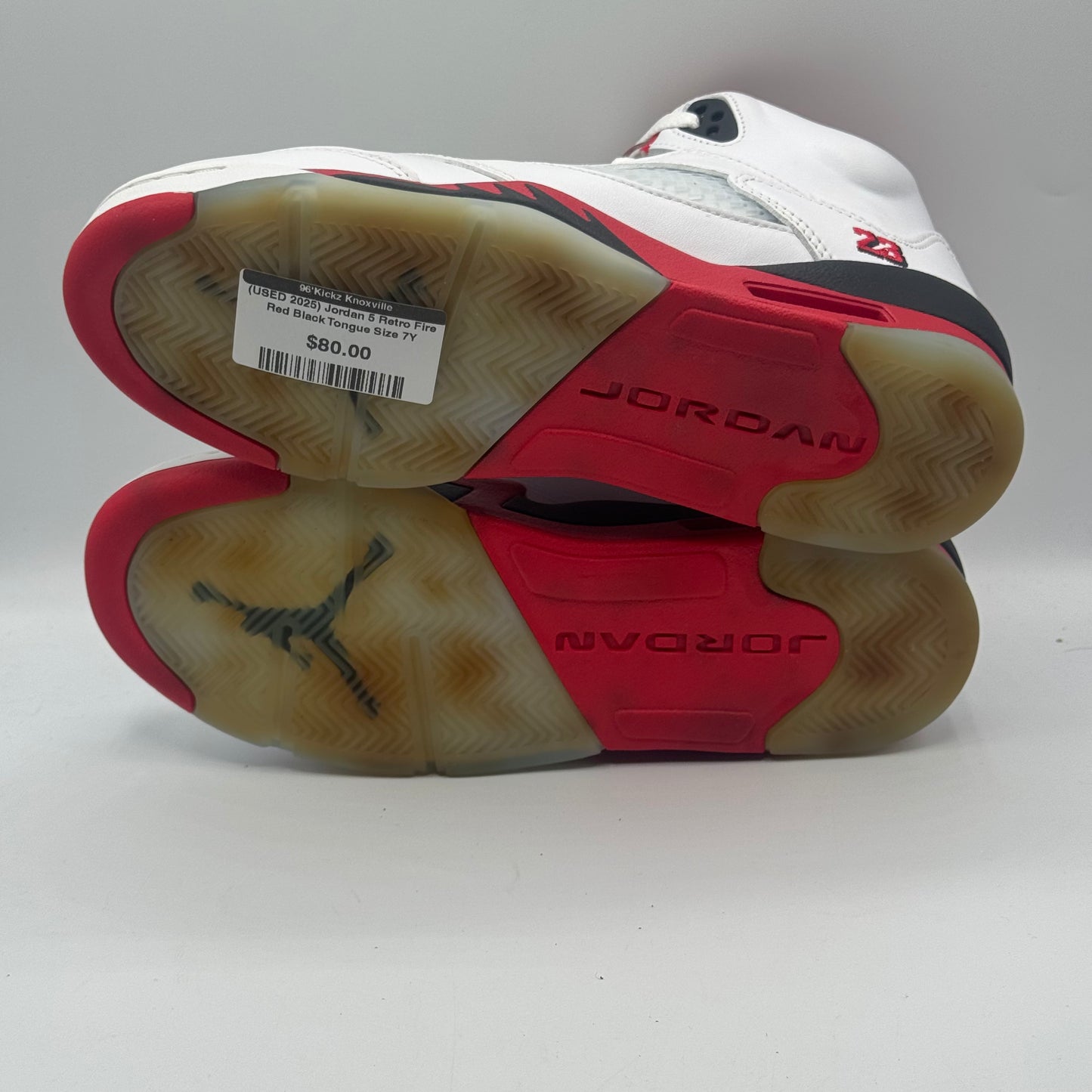 (USED 2025) Jordan 5 Retro Fire Red Black Tongue Size 7Y