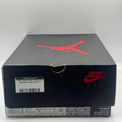 (USED 2025) Jordan 5 Retro Fire Red Black Tongue Size 7Y