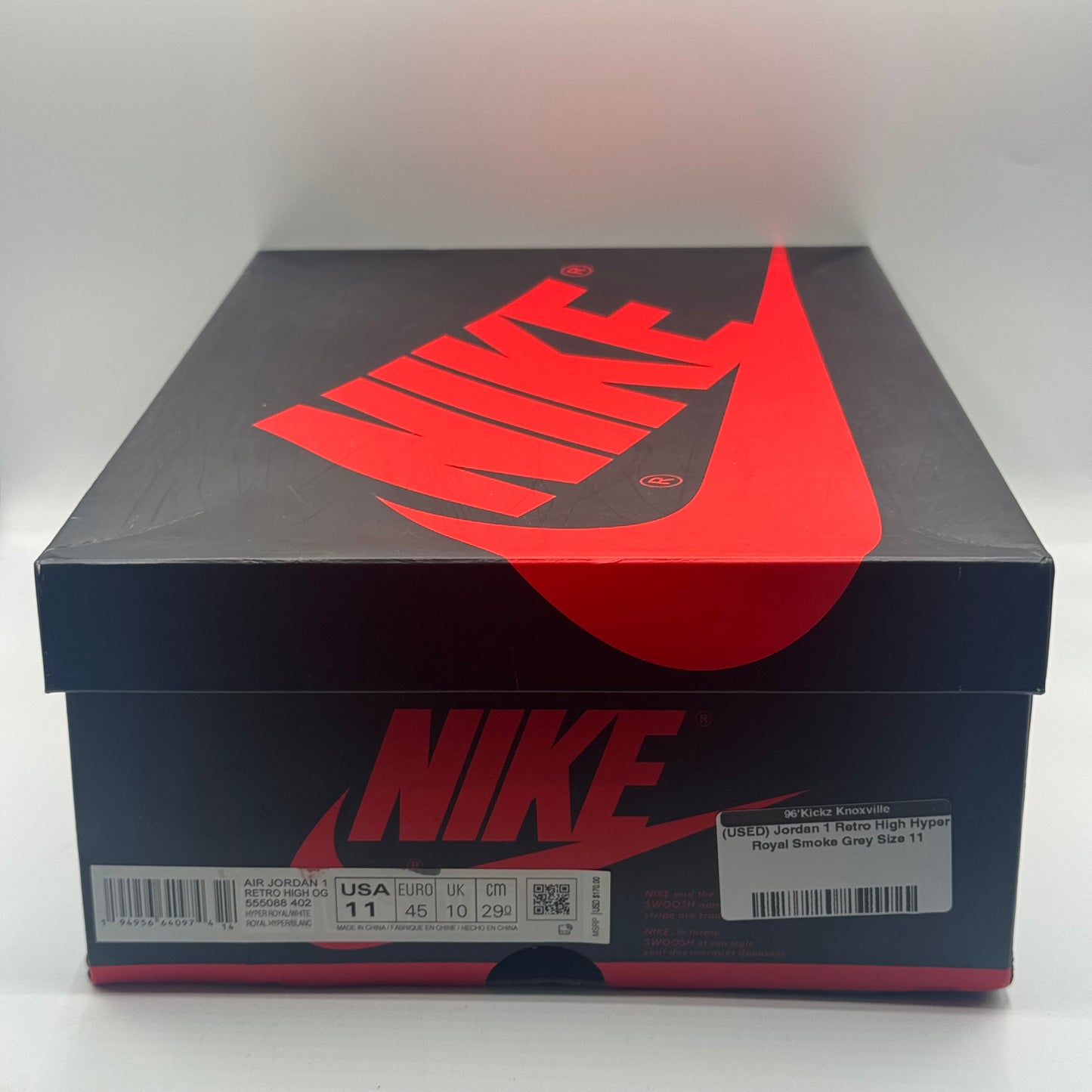(USED) Jordan 1 Retro High Hyper Royal Smoke Grey Size 11