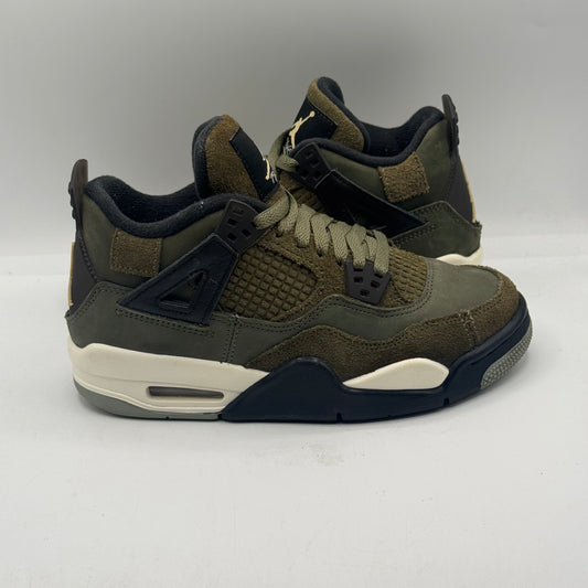 (USED NO BOX) Jordan 4 Retro Craft Medium Olive (GS) Size 4Y