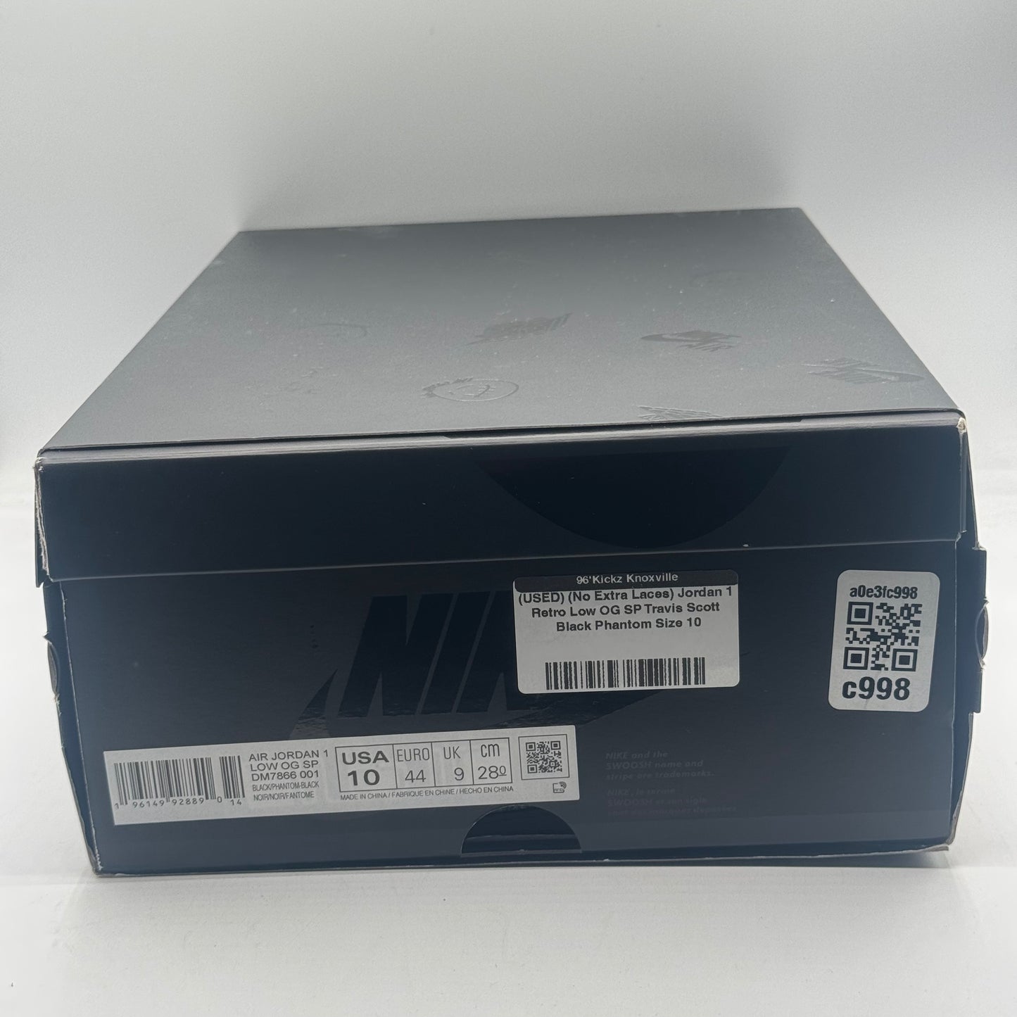 (USED) (No Extra Laces) Jordan 1 Retro Low OG SP Travis Scott Black Phantom Size 10