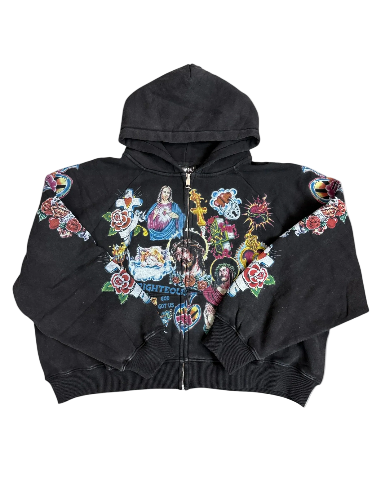 Righteous Risen King Zip Up Hoodie Black