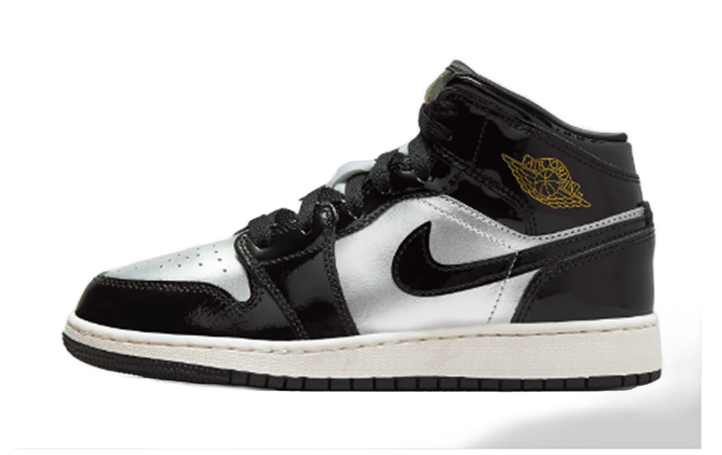 Jordan 1 Mid Black Metallic Silver Sail Gold (GS)