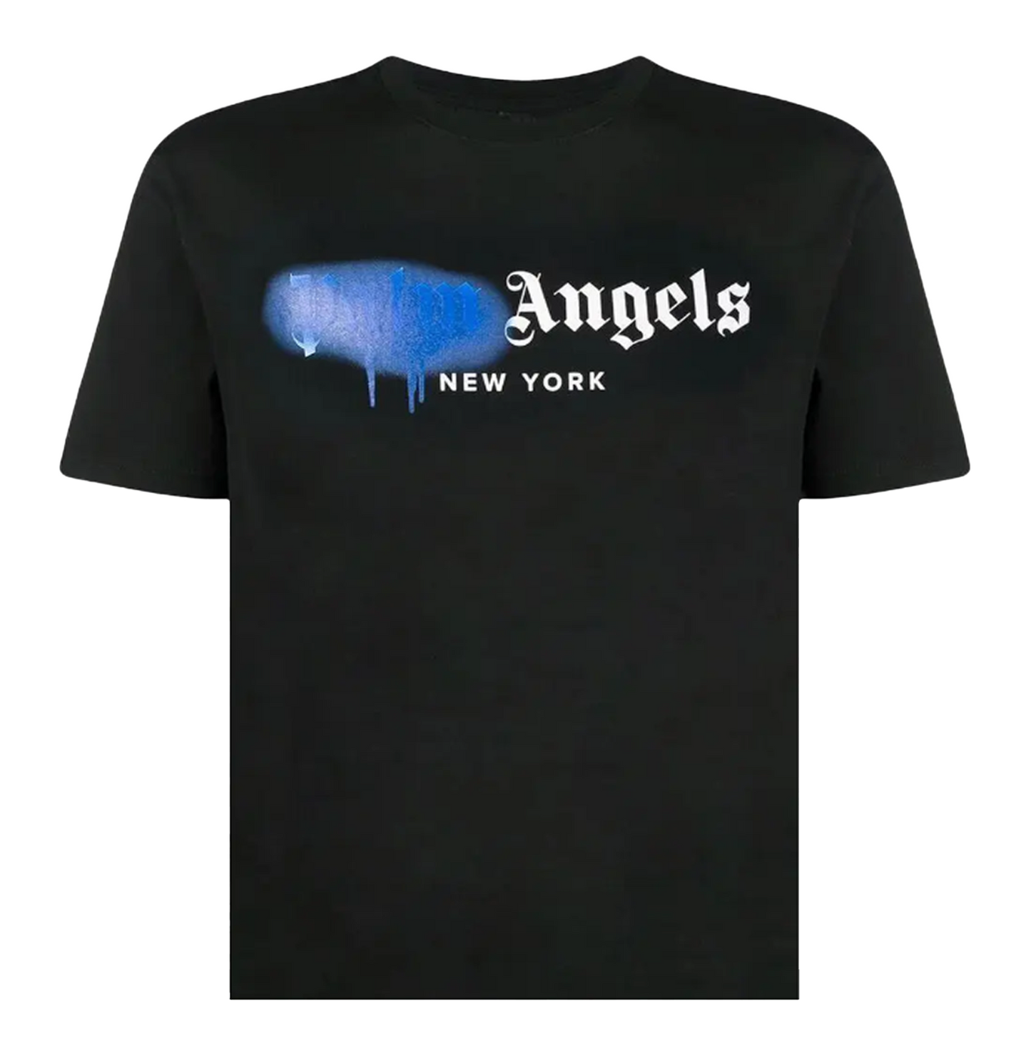 Palm Angels Blue Sprayed Logo T-Shirt New York