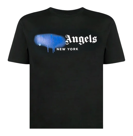 Palm Angels Blue Sprayed Logo T-Shirt New York