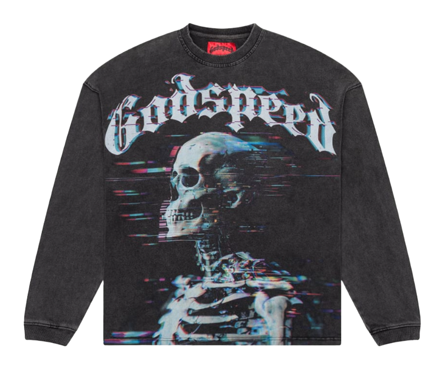 GodSpeed Glitchy L/S T-Shirt (Grey Wash)