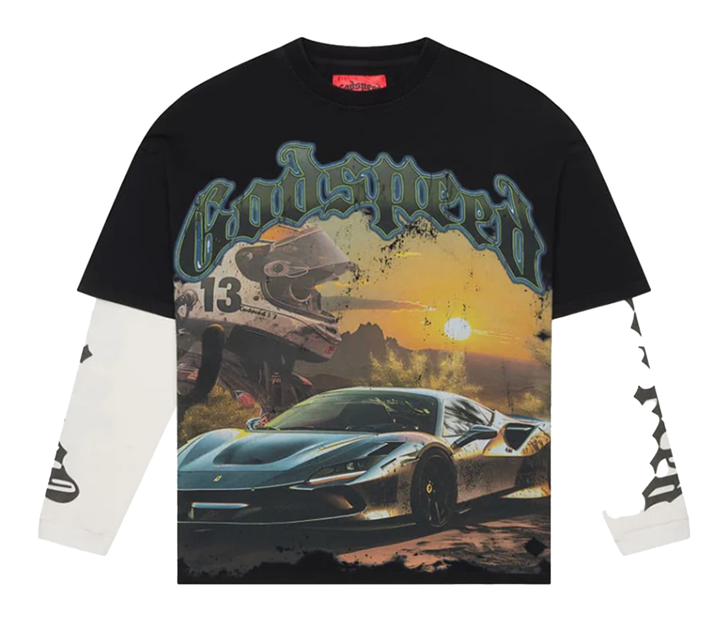 GodSpeed Sunset Drift Layered L/S T-Shirt (Black Wash)