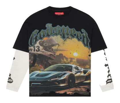 GodSpeed Sunset Drift Layered L/S T-Shirt (Black Wash)