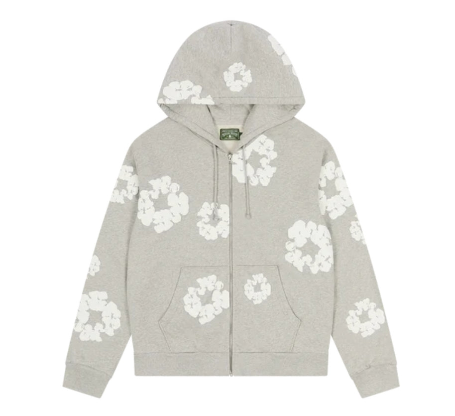 Denim Tears Cotton Wreath Zip Hoodie Grey