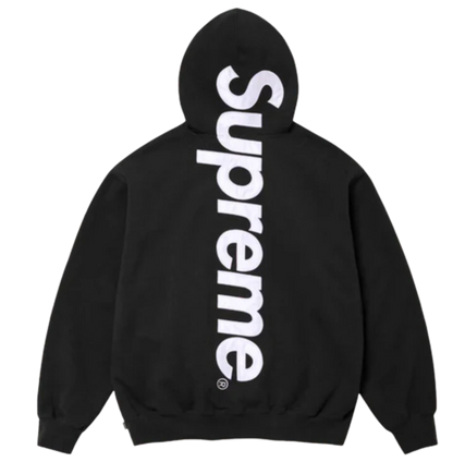 Supreme Satin Logo Hoodie Black