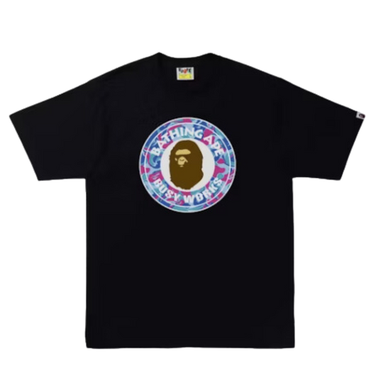 Bape Marble Camo Busy Works Ape Head T-Shirt (Black)