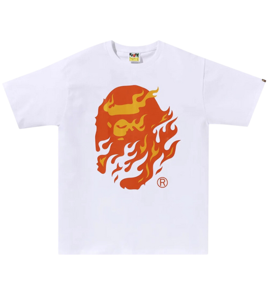 Bape Red Flame Ape Head T-Shirt (White)