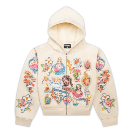 Righteous Risen Zip Up Hoodie Cream