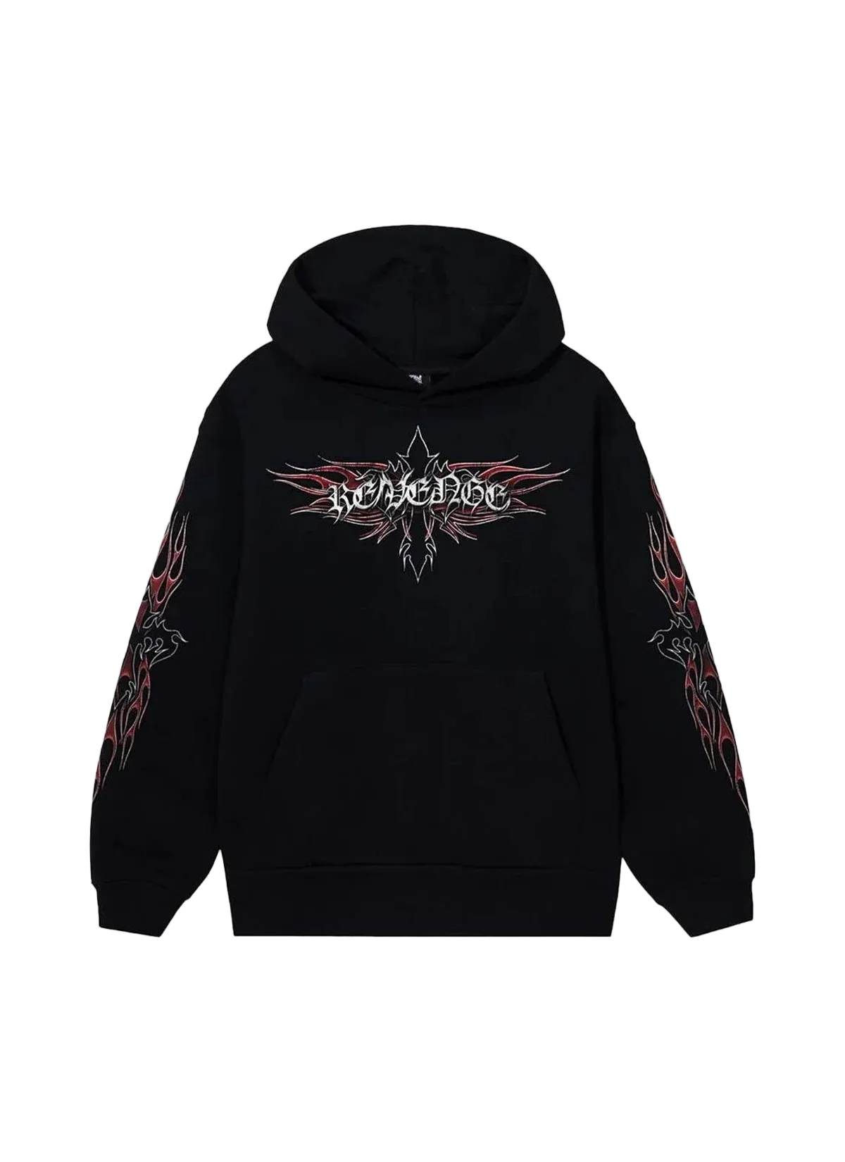Revenge Flaming Cross Hoodie Black