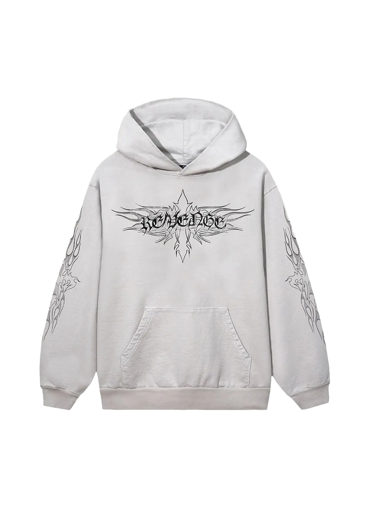 Revenge Flaming Cross Hoodie Cement