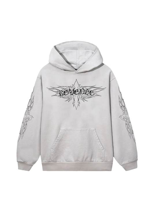 Revenge Flaming Cross Hoodie Cement