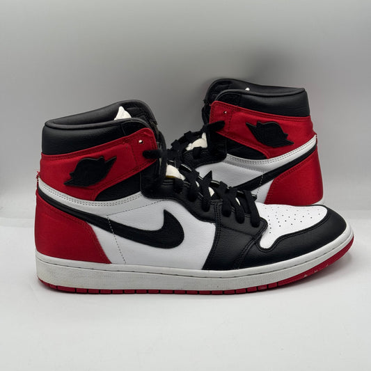 (USED) (NO BOX LID) Jordan 1 High Satin Black Toe Size 12W/10.5M
