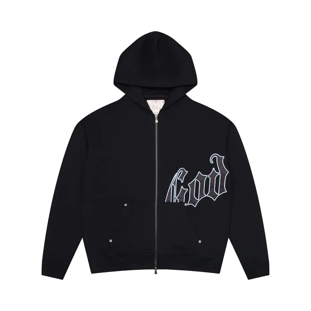 Godspeed OG Logo V2 Zip Up Hoodie (Black/Light Blue)