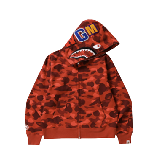 Bape Red Camo Shark Hoodie